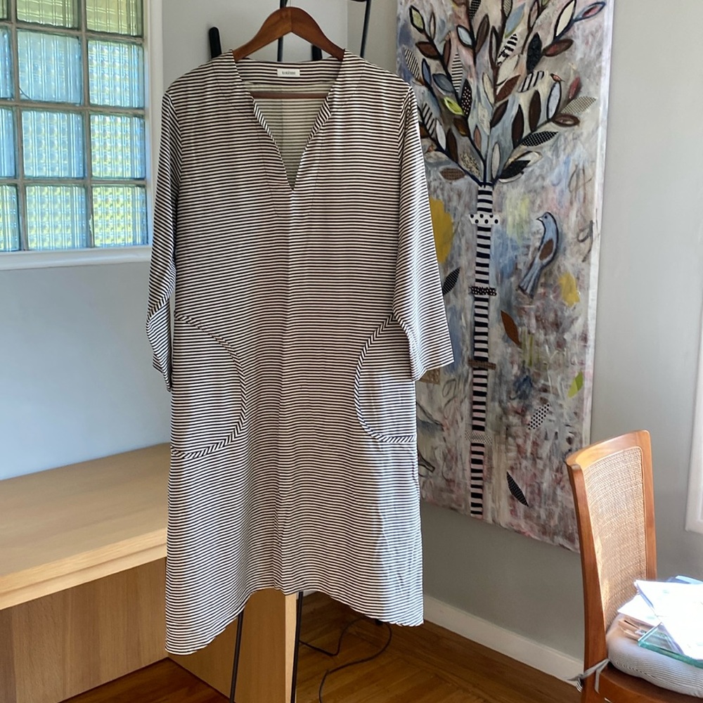 Toteme striped silk loose midi dress Small
